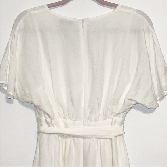 Madewell, white Linen-Blend Dolman-Sleeve Tie-Waist Midi Dress, Size 18 - Picture 9 of 10